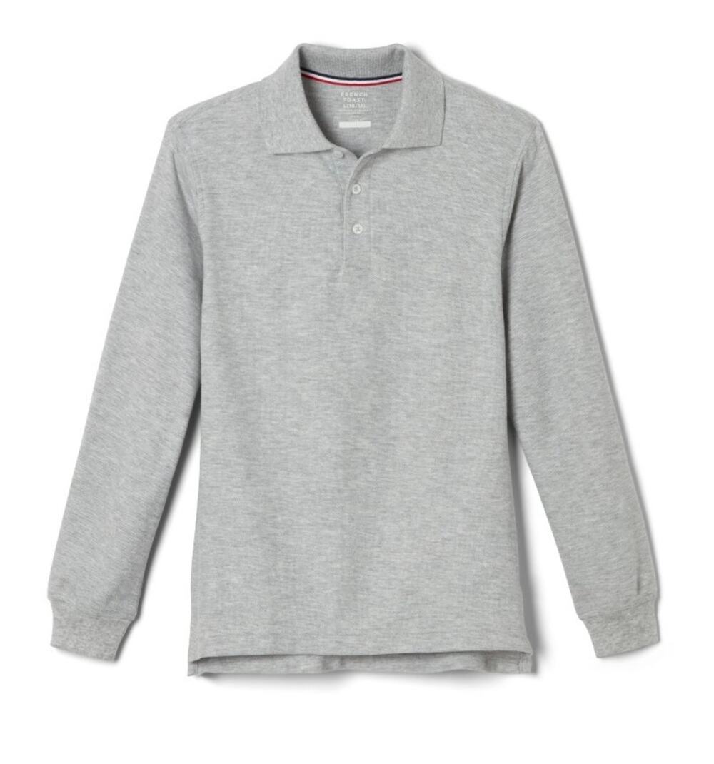 NEW! French Toast L 10/12 Long Sleeve Pique Polo Shirt Gray